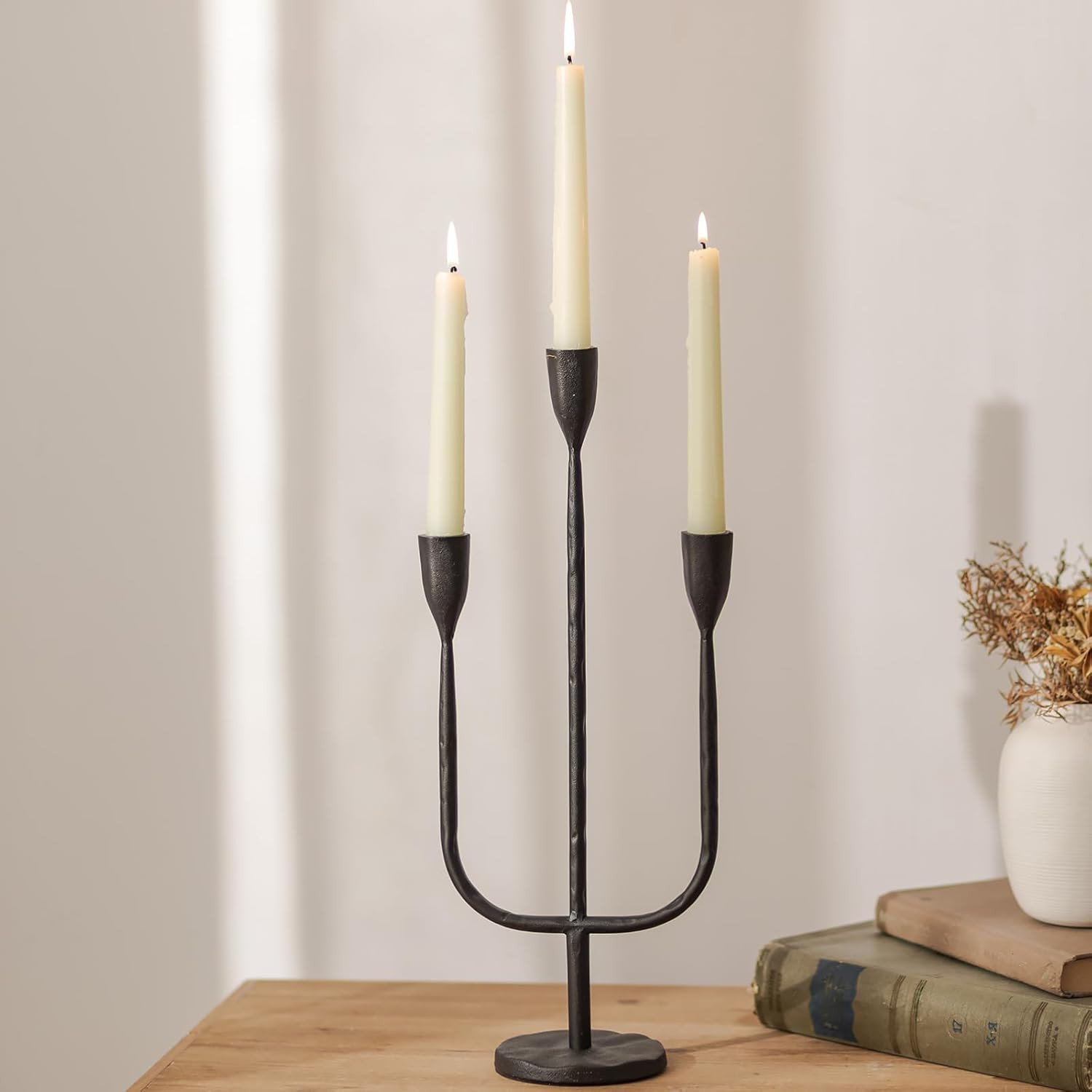 Romadedi Candelabra Balck Candlestick Holders: Taper Candle Holders Metal Tall Vintage Candle Hol... | Amazon (US)