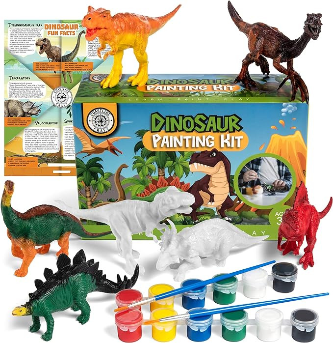STEM.org Dinosaur Painting Kit for Kids with Dino Trivia-Dinosaur Crafts for Kids Ages 3-5 + w/ 2... | Amazon (US)