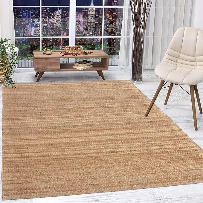 Antep Rugs Natural 6x9 Indoor Hand Woven Fiber Jute Area Rug (Natural, 6'7" x 9') | Amazon (US)