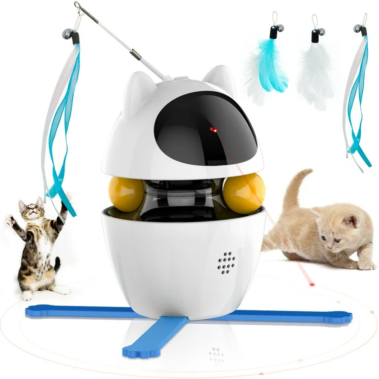 Cornmi Automatic Cat Toy Interactive for Indoor, 3 in 1 Cat Interactive Laser Feather Toys breed | Walmart (US)