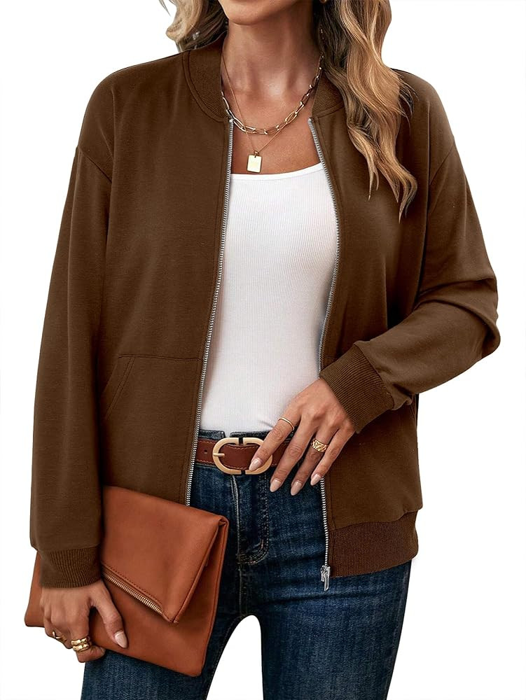 CRAZY GRID Women's Zip Up Jacket Casual Long Sleeve Sweatshirts Fall Coat Outerwear Windbreaker w... | Amazon (US)