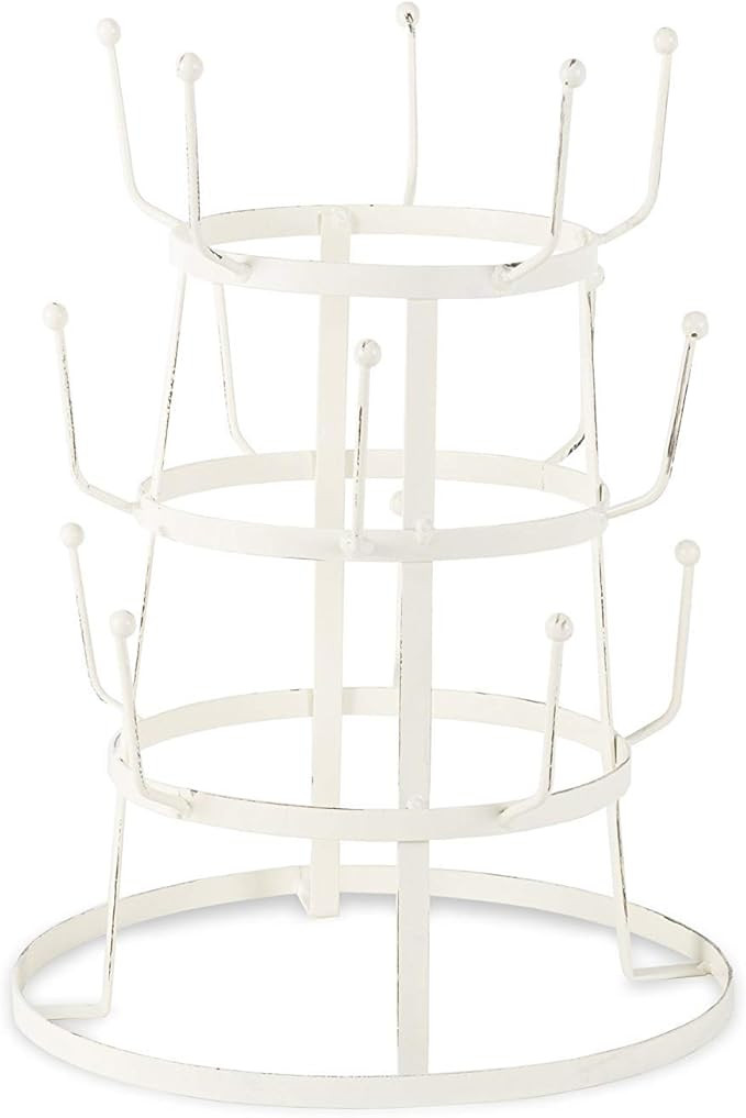 DII Metal Kitchen Storage Collection 3-Tier Mug Tree Stand, 9.5x12.75", Antique White | Amazon (US)