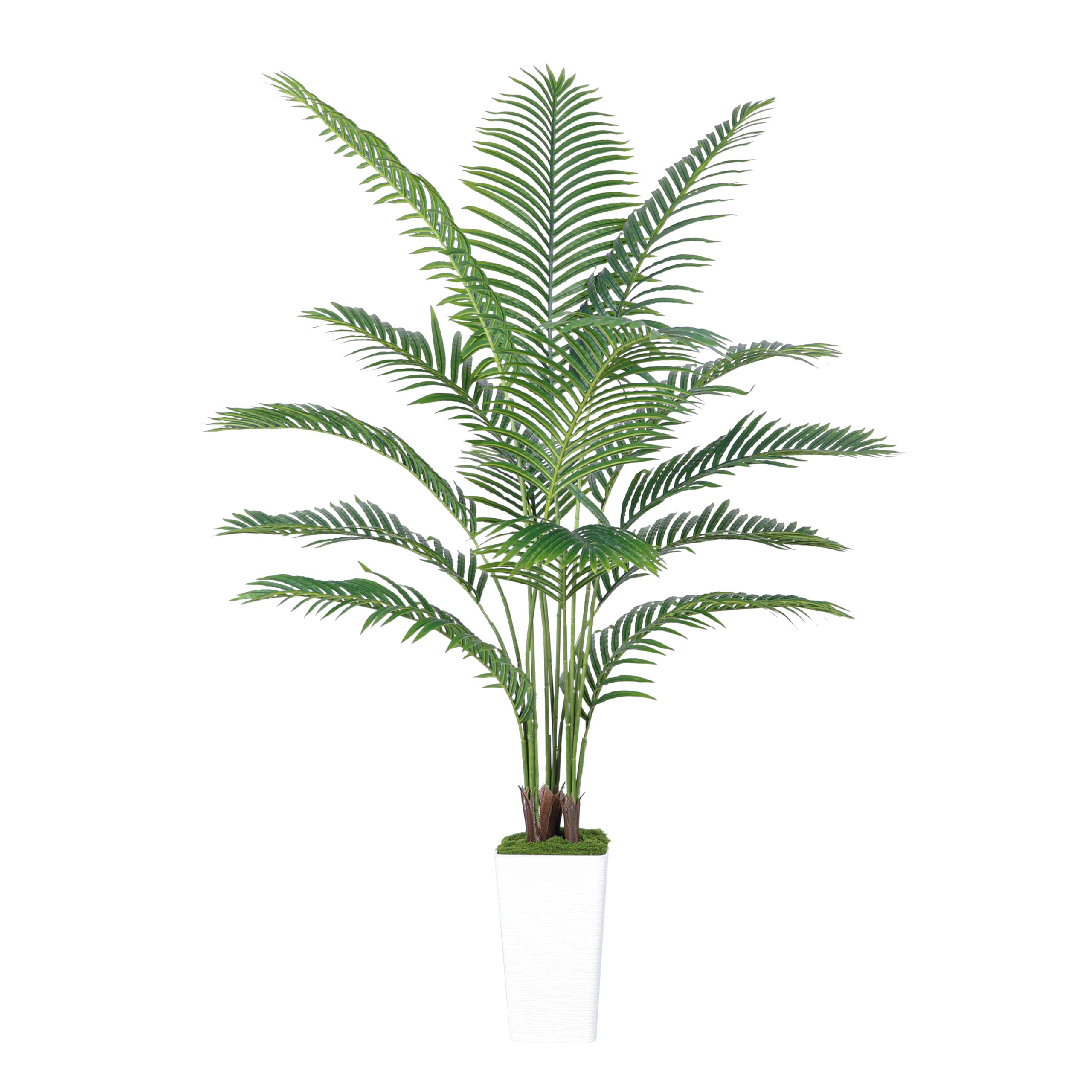 Artificial Palm Tree Artificial Silk Plant Fake Tree with White Tall Planter Faux Tropical Areca ... | Amazon (US)