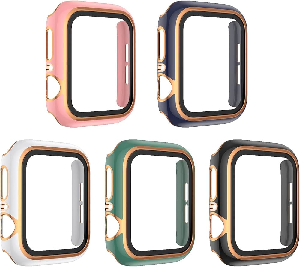 ISENXI Compatible With Apple Watch Case 41mm Series 7 8 Built In Tempered Glass Screen Protector,... | Amazon (US)