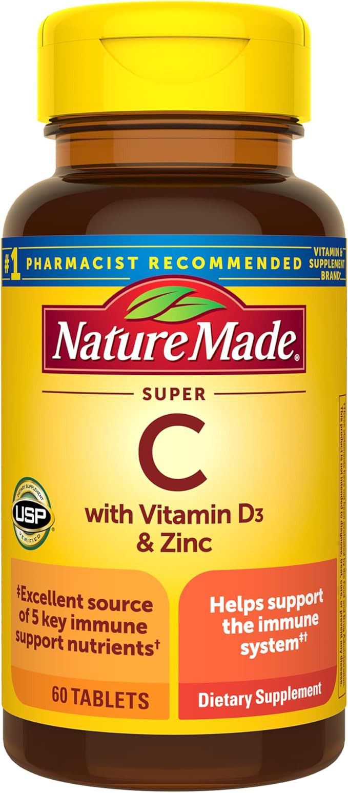 Nature Made Super C, Vitamin C and Zinc with Vitamin D3, Dietary Supplement for Immune Support, 6... | Amazon (US)