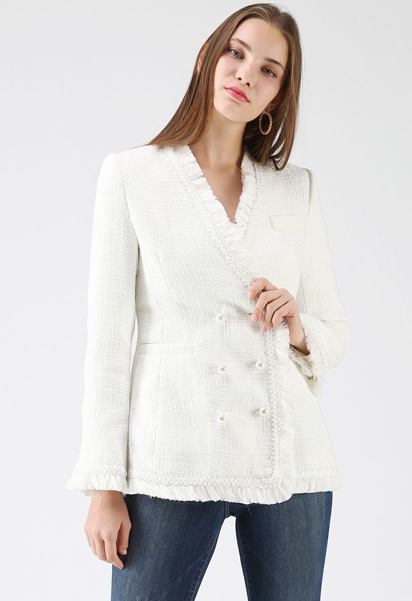 Days of Being Chic Double-Breasted Tweed Coat | Chicwish