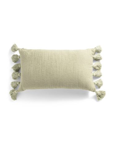14x24 Linen Blend Woven Pillow With Tassels | Home Essentials | Marshalls | Marshalls