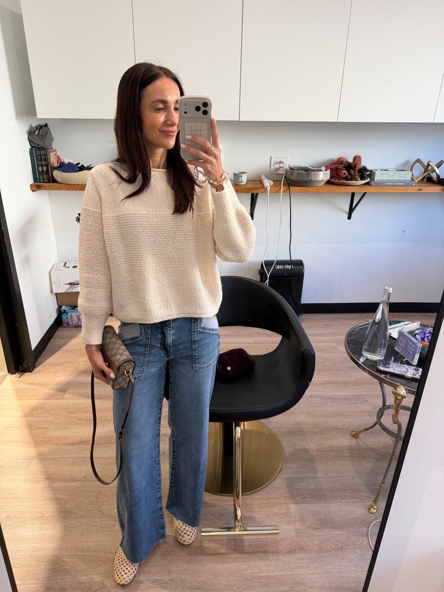 Morning - hair appointment time .
These jeans look and feel like viral jeans , size down. Sweater is Amazon - FP look for less 

#LTKOver40 #LTKgrwm #LTKBeauty