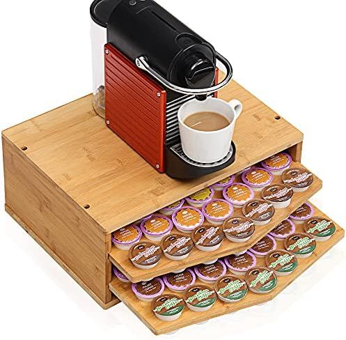 Amazon.com: Fenge XL Coffee Pod Holder – 70 Capacity K Cup Pod Storage Organizer, 2-Tier Bamboo... | Amazon (US)