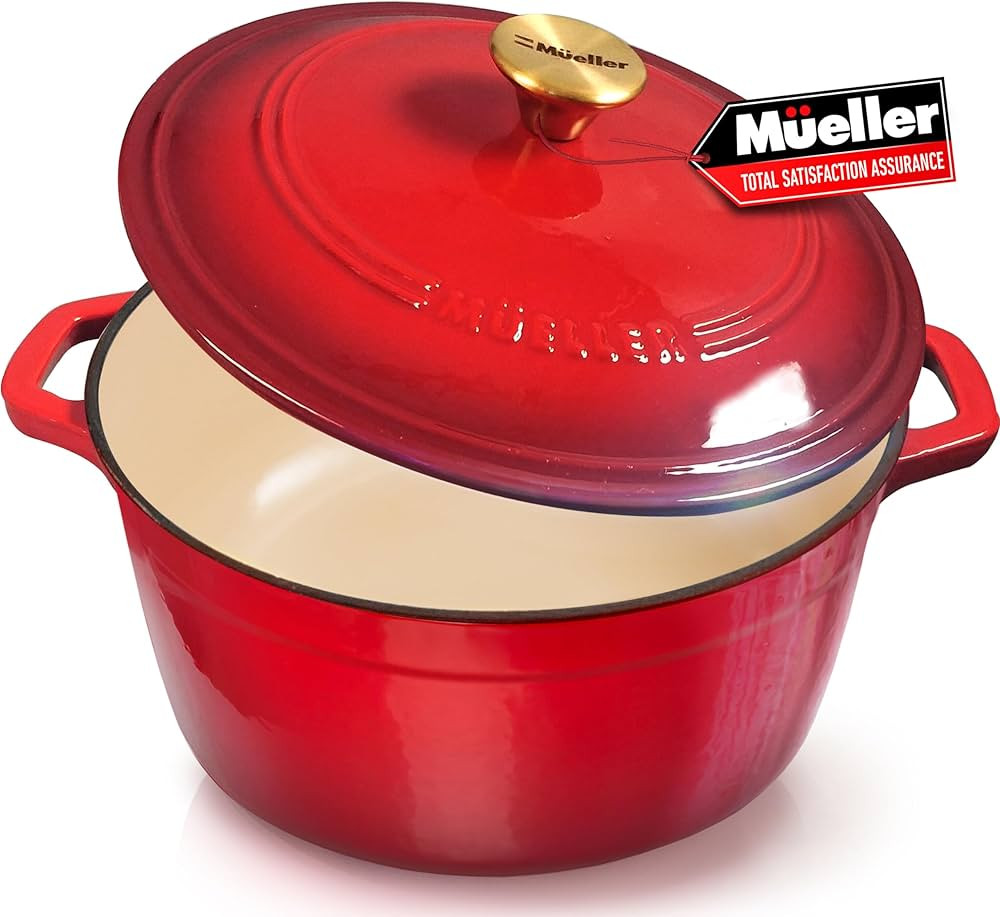 Mueller 6 Qt Enameled Cast Iron Dutch Oven, Heavy-Duty Casserole Dish and Braiser Pan with Lid an... | Amazon (US)