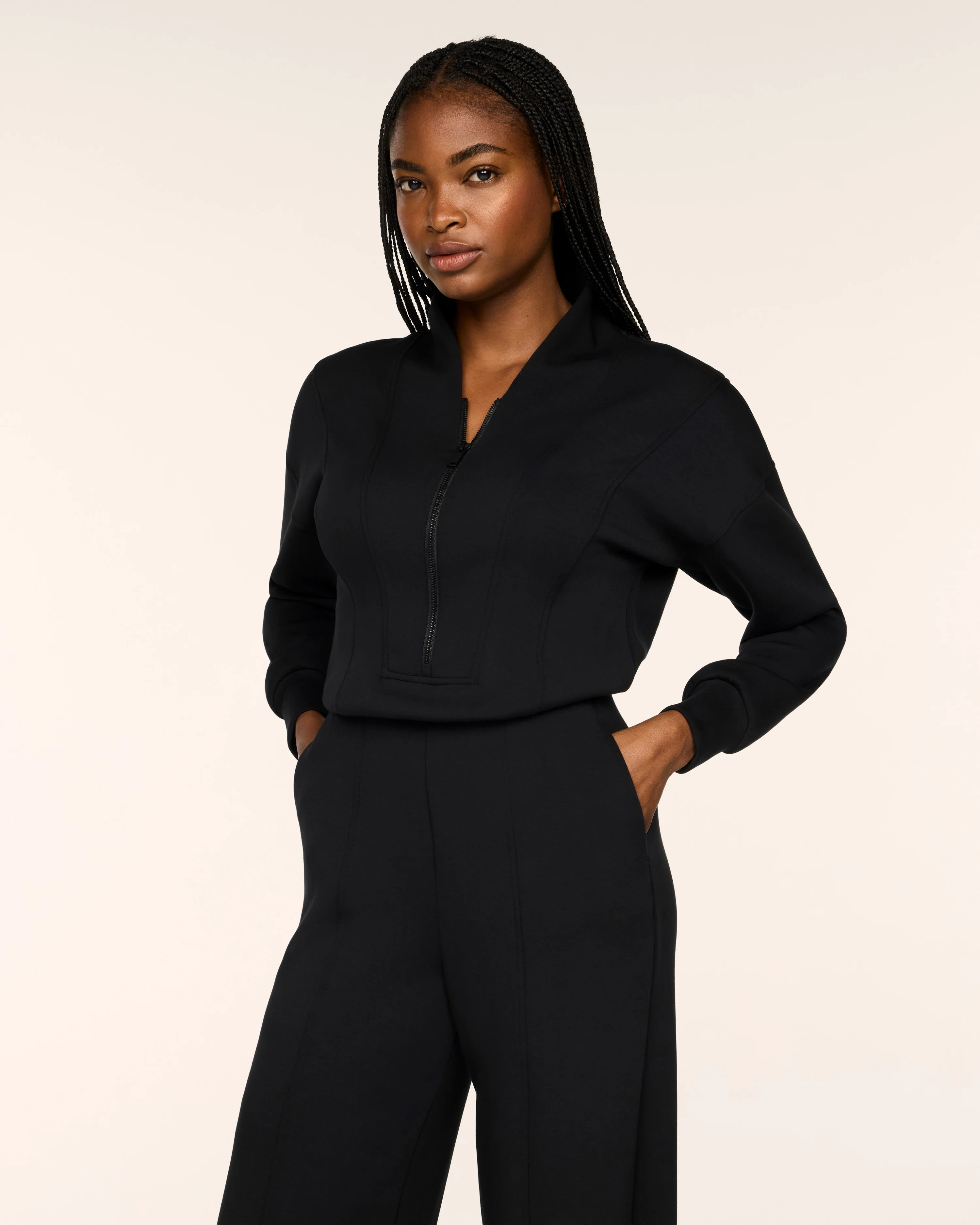 Long Sleeve Shawl Collar Jumpsuit | Spanx