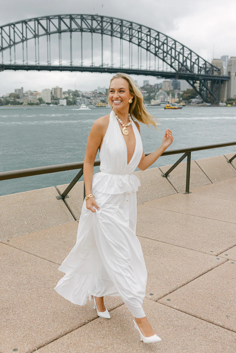 Harbour Plunge Maxi Dress - White | Confête