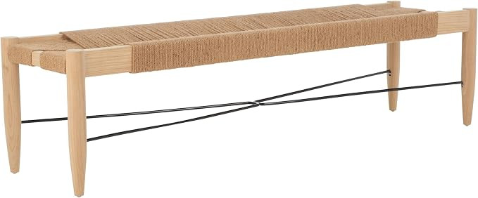 SAFAVIEH Home Collection Arcana Tropical Natural Jute Rope Sungkai Solid Wood Bench (Fully Assemb... | Amazon (US)