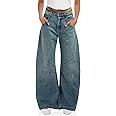 PLNOTME Womens High Waisted Barrel Jeans Casual Loose Boyfriend Wid Leg Denim Pants | Amazon (US)
