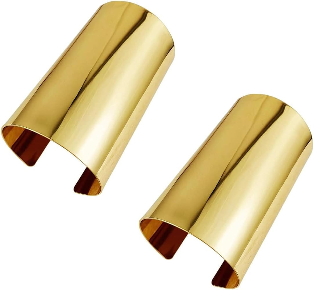 Pingyongchang 2 Pcs Cuff Bangle Bracelet for Women Open Wide Wire Bracelets Set Gold Wrist Cuff W... | Amazon (US)