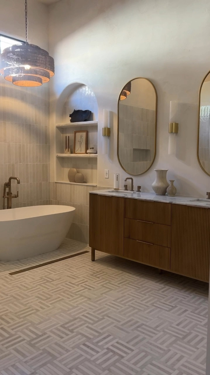 Sharing Part 1 Reveal of my Primary Bathroom! Can you believe this is the same bathroom? Guess where I found the beautiful Vanity, Bathtub, Tile, Alabaster Wall sconces and Hardware from? It's all from @wayfair My go to place for most of my renovation/ home needs. # wayfairpartner  

***Comment SHOP below to receive a DM with the link to shop this post on my LTK

Head to stories to see a close up! 

OTHER WAYS TO SHOP:
-SHOP MY LTK by clicking link in bio or downloading the @shop.ltk app #ltkfind #ltkhome #ltk #liketkit #wayfair 


#LTKFindsUnder50 #LTKHome #LTKFindsUnder100
