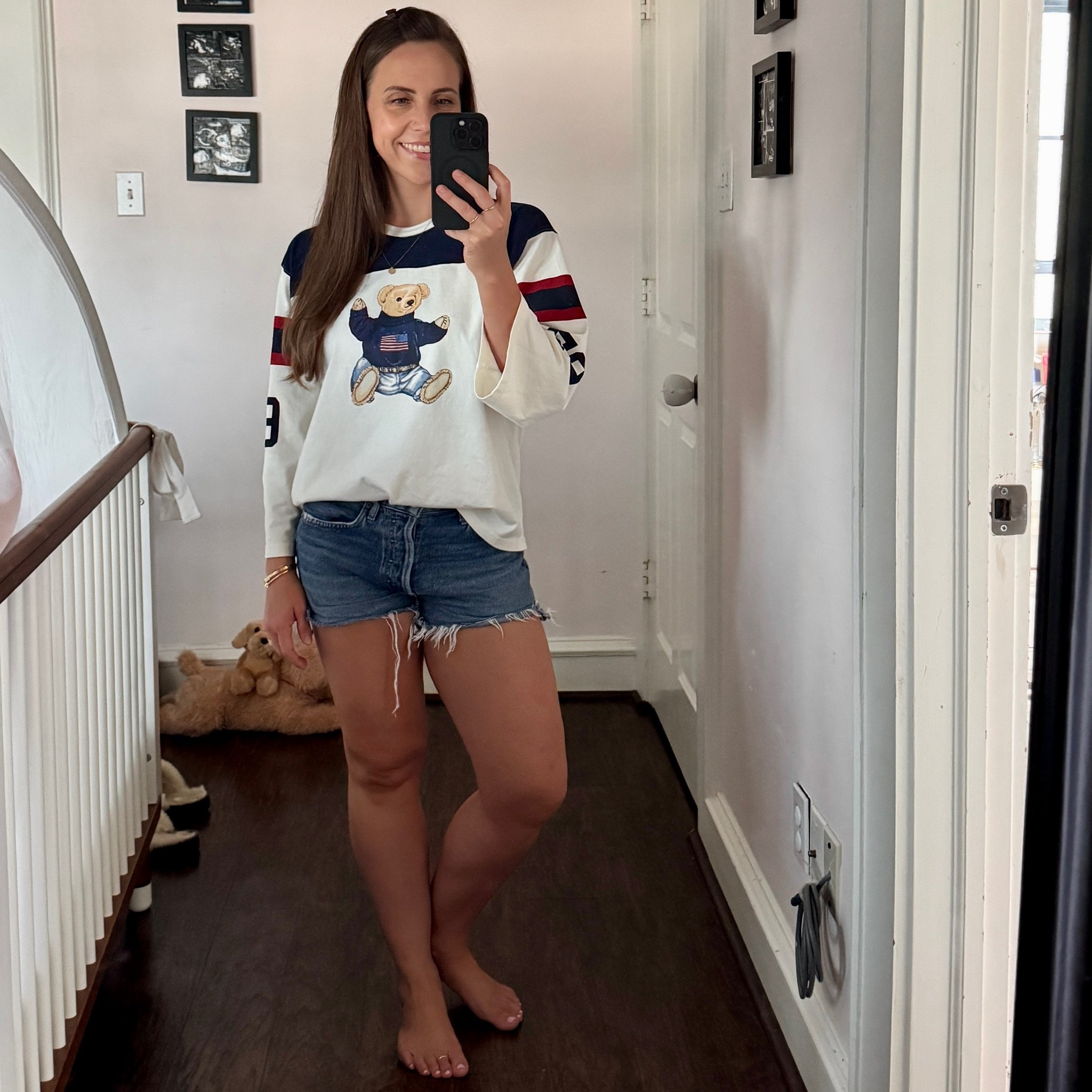 Relaxed oversized fit with this bear shirt and shorts. Wearing a size small.

#LTKootd #LTKPetite #LTKTravel