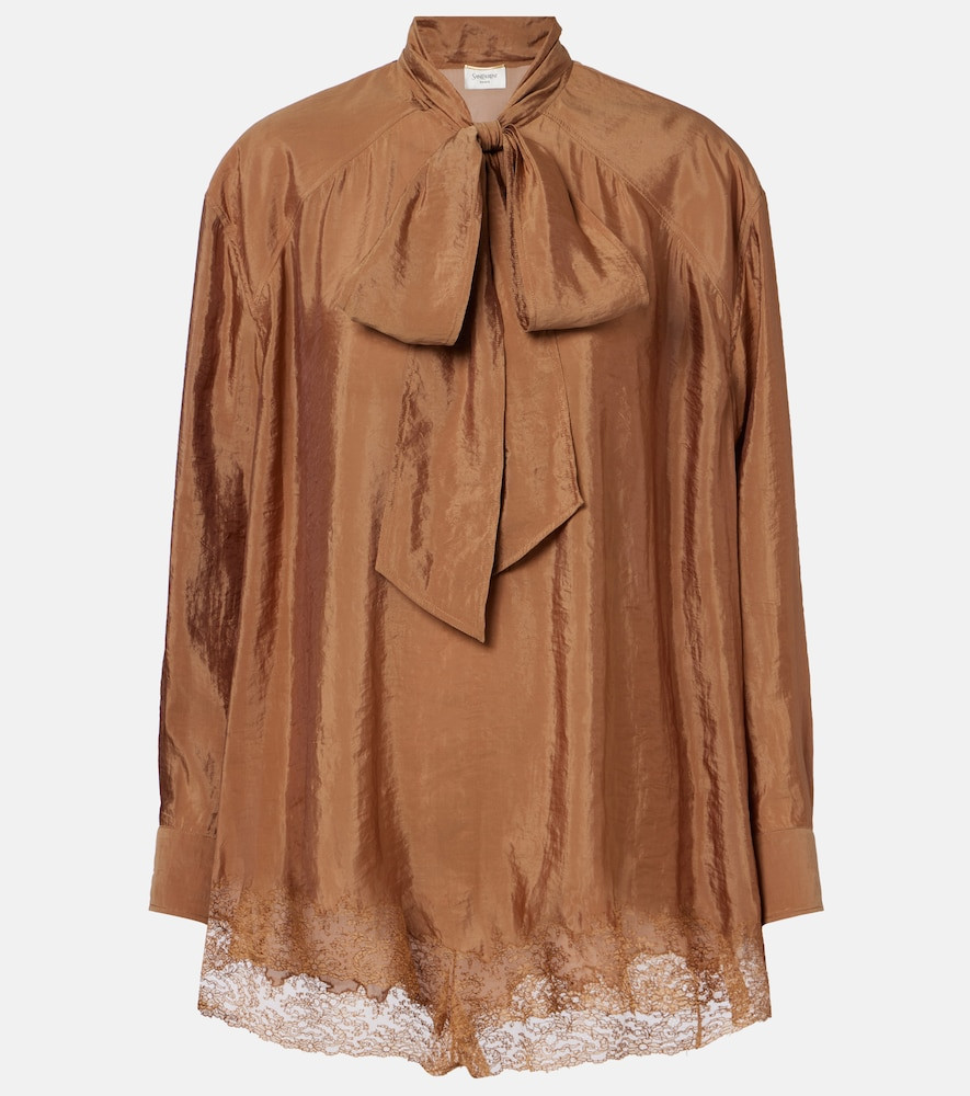 Saint Laurent Lace-trimmed tie-neck romper | Mytheresa (DACH)