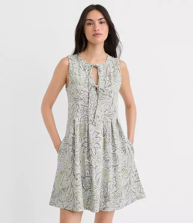 Floral Pintucked Bow Mini Pocket Dress | LOFT