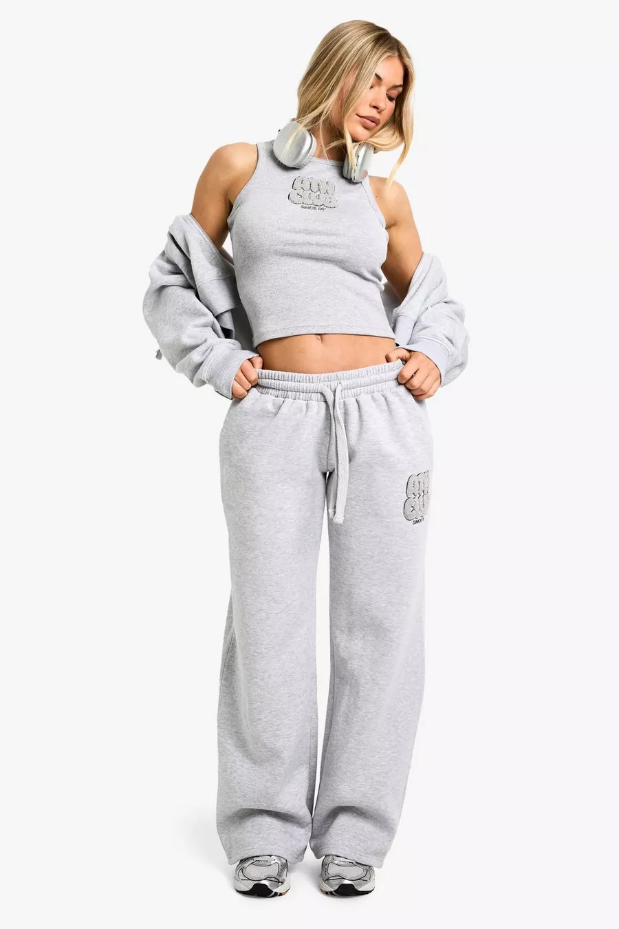 ATH CLUB TOWELLING APPLIQUE STRAIGHT LEG JOGGER | Boohoo.com (UK & IE)