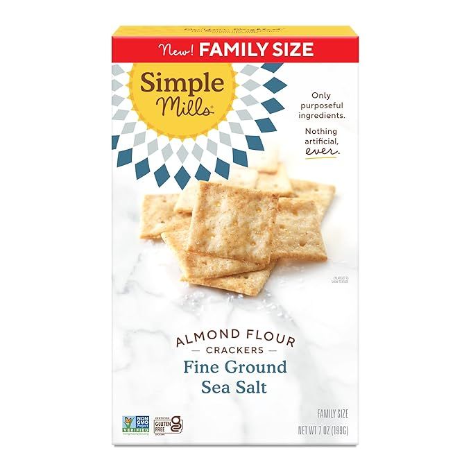 Simple Mills Almond Flour Crackers, Family Size, Fine Ground Sea Salt - Gluten Free, Vegan, Healt... | Amazon (US)