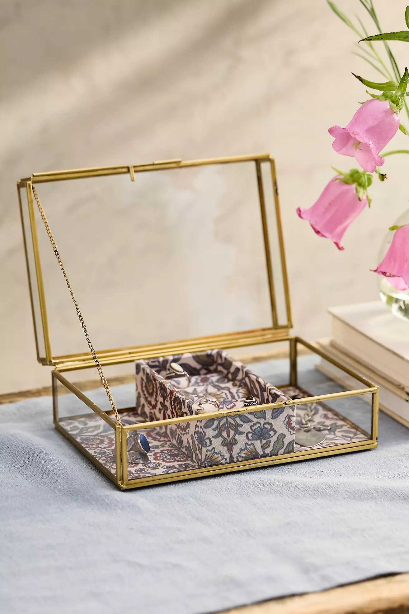 Lined Brass + Glass Jewelry Box | Terrain