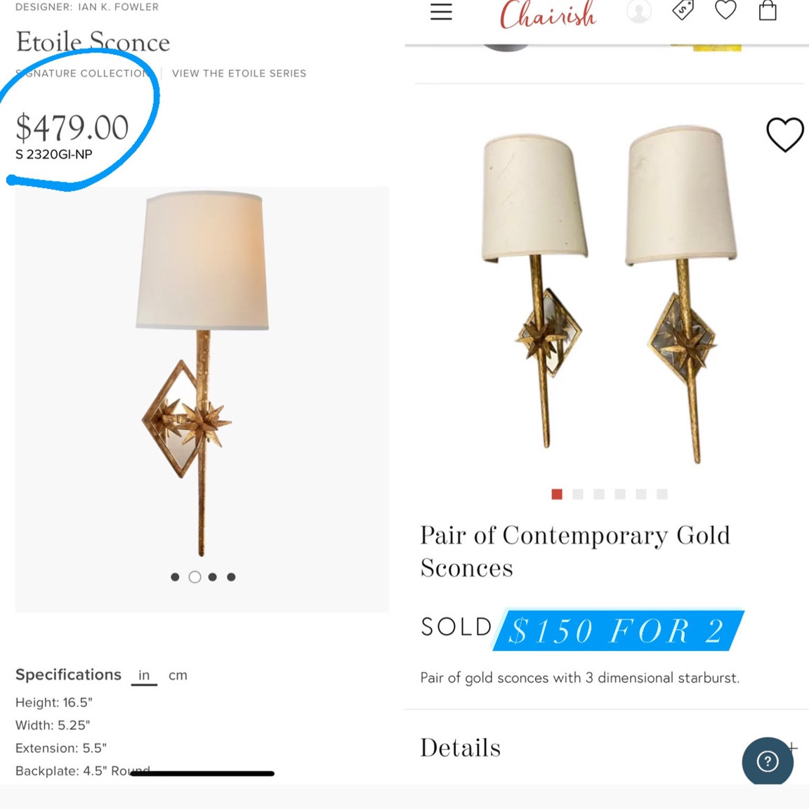 Latest score look for less from followthefind sconce chairish visual comfort 

#LTKsalealert #LTKhome