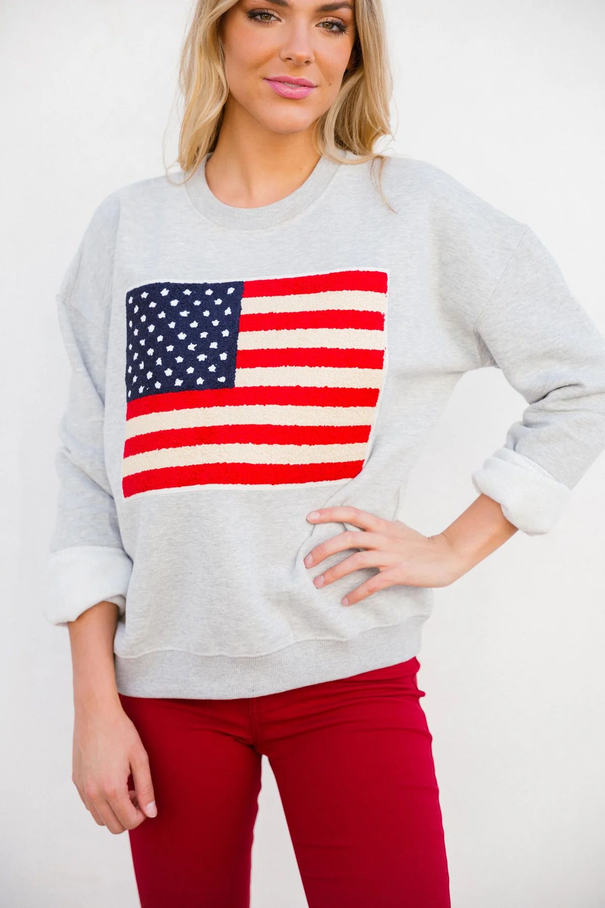 UNITED STATES FLAG GREY PULLOVER | Judith March