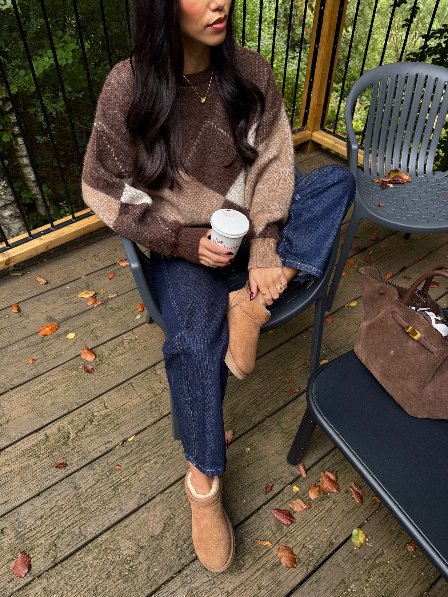 Your most loved autumn outfits 🍂 chocolate brown argyle jumper with dark blue barrel jeans and suede accessories. Autumn country outfit inspo

#LTKFashionMonth #LTKautumn #LTKstyletip