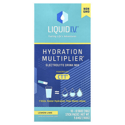 Liquid I.V., Hydration Multiplier®, Electrolyte Drink Mix, Lemon Lime, 10 Stick Packs, 0.56 oz (16 g) Each | iHerb