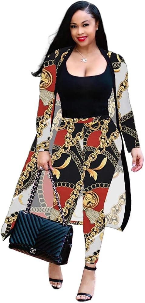 Max2co Women 2 Piece Outfits Floral Long Sleeves Open Front Cardigan Cover up with Leggings High ... | Amazon (US)