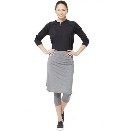 Snoga Cropped Shirttail Workout Skirt with 3/4 Leggings | Walmart (US)