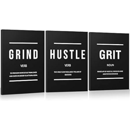 Amazon.com: 3 Pieces Grind Verb Hustle Verb Execution Noun Motivational Wall Art Canvas Print Office | Amazon (US)