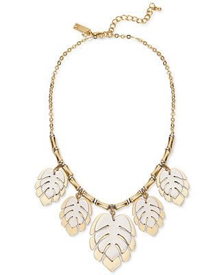 Two-Tone Layered Palm Leaf Bamboo Statement Necklace, 18" + 3" extender, Created for Macy's | Macys (US)