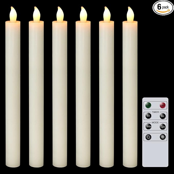 DRomance Ivory Flameless Taper Candles with Remote and Timer 6 Pack Battery Operated LED Flickeri... | Amazon (US)