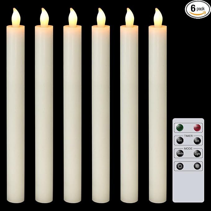 DRomance Ivory LED Flameless Taper Candles Flickering with 8-Key Remote and Timer Battery Operate... | Amazon (US)
