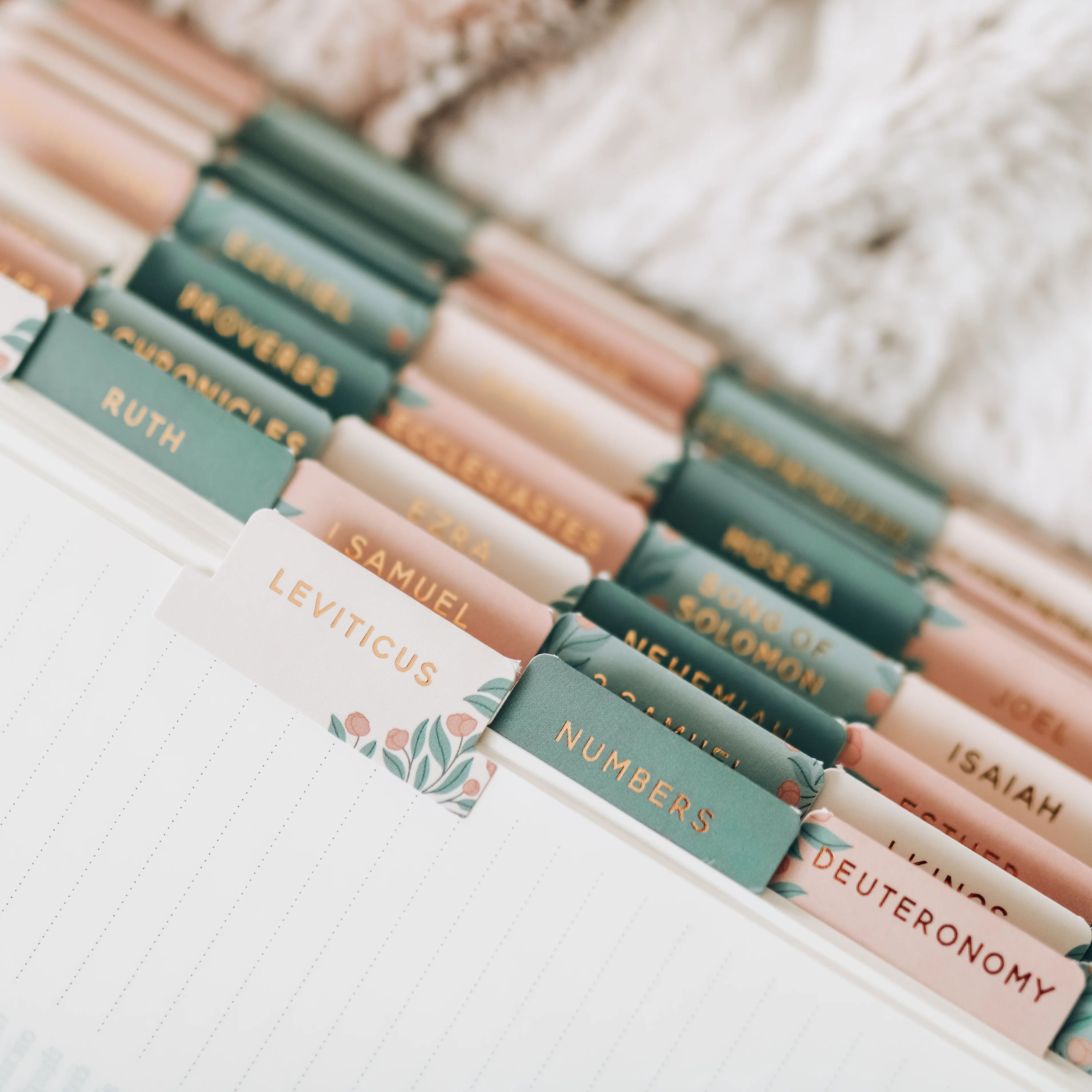 Mint Floral Bible Tabs | The Daily Grace Co.