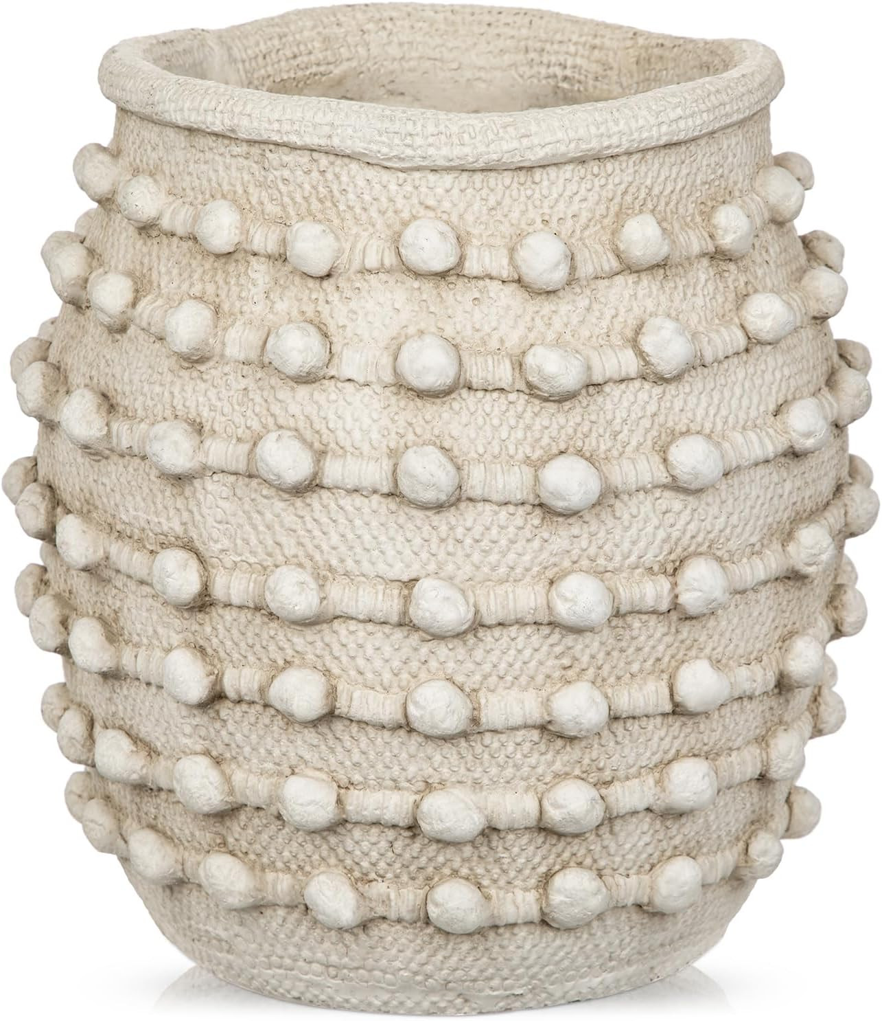 Rustic Farmhouse Vase, Boho Beige Vase for Pampas Grass Large Textured Knotted Vases for Flowers Decorative Cement Floral Vases for Home Decor, Living Room, Dining Table | Amazon (US)