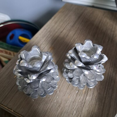 Pair Of Silver Pinecone Candle Stick Holders | eBay US