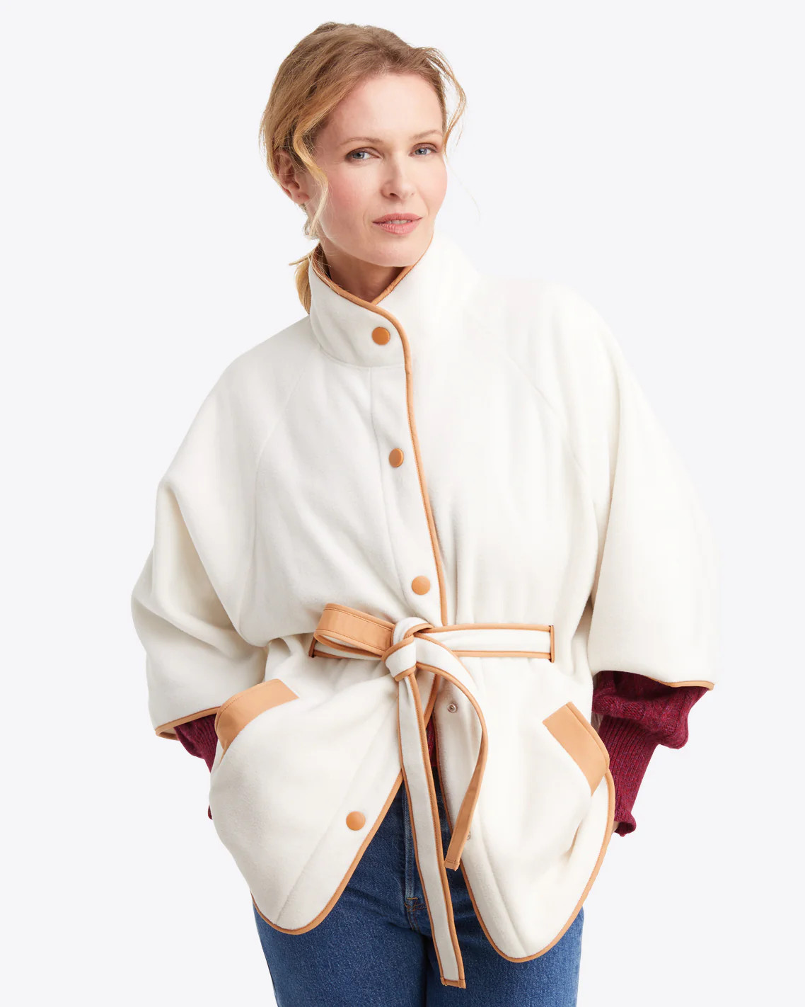 Belted Fleece Jacket in Ivory | Draper James (US)