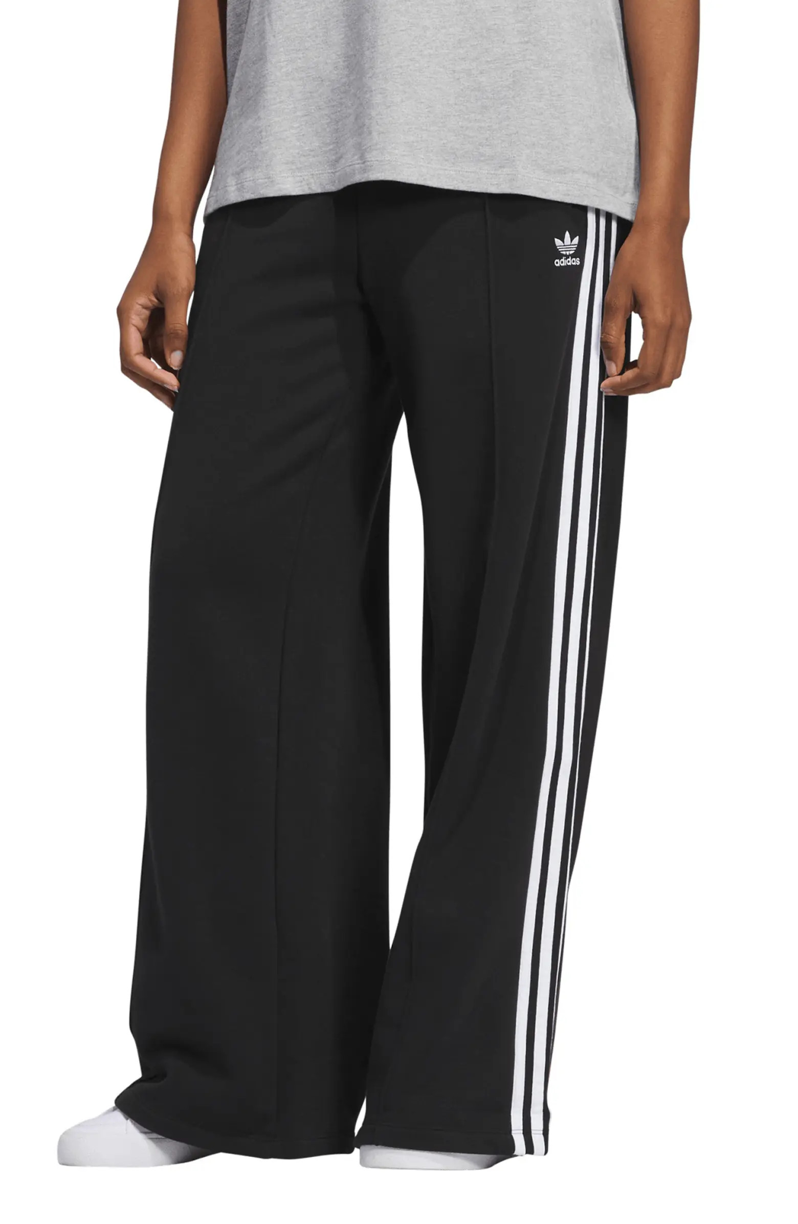 adidas Originals 3-Stripes Wide Leg Cotton French Terry Pants | Nordstrom | Nordstrom