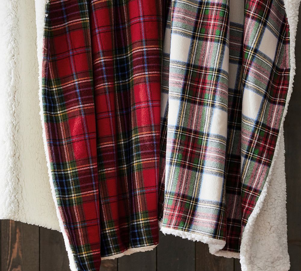Stewart Plaid with Sherpa Back Throw | Pottery Barn (US)