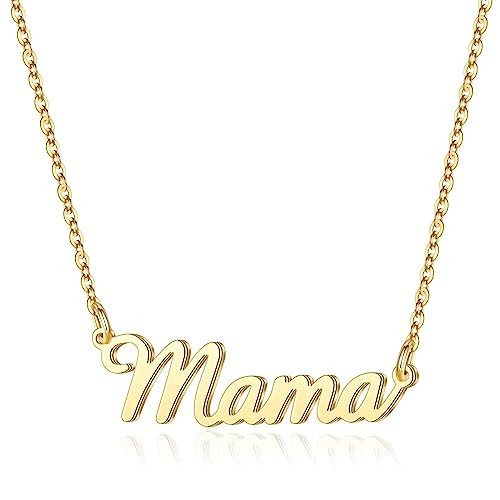 IEFLIFE Custom Mama Name Necklace Personalized, 14K Gold Plated Custom Name Necklace Personalized Jewelry Monogram Plate Name Necklace Gifts for Women | Amazon (US)