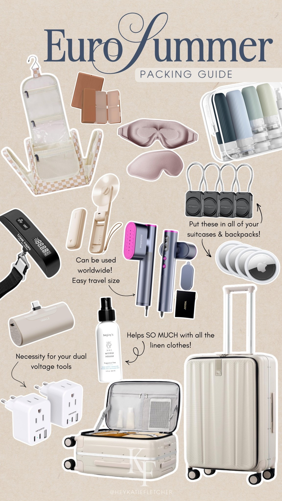 A packing guide for your European summer! 

I got you covered with everything you need from power adapters, travel bottles, steamers and wrinkle remover, to security tags and more. 

Packing List, Travel Guide, European Vacation, Summer Vacation Inspo, Travek Hacks, Europe, Flying, Airport Necessities

#LTKTravel #LTKSeasonal