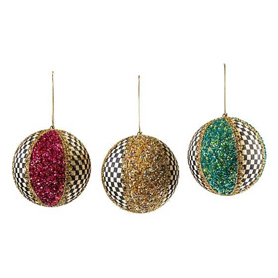 Granny Kitsch Patchwork Ball Ornaments, Set of 3 | MacKenzie-Childs