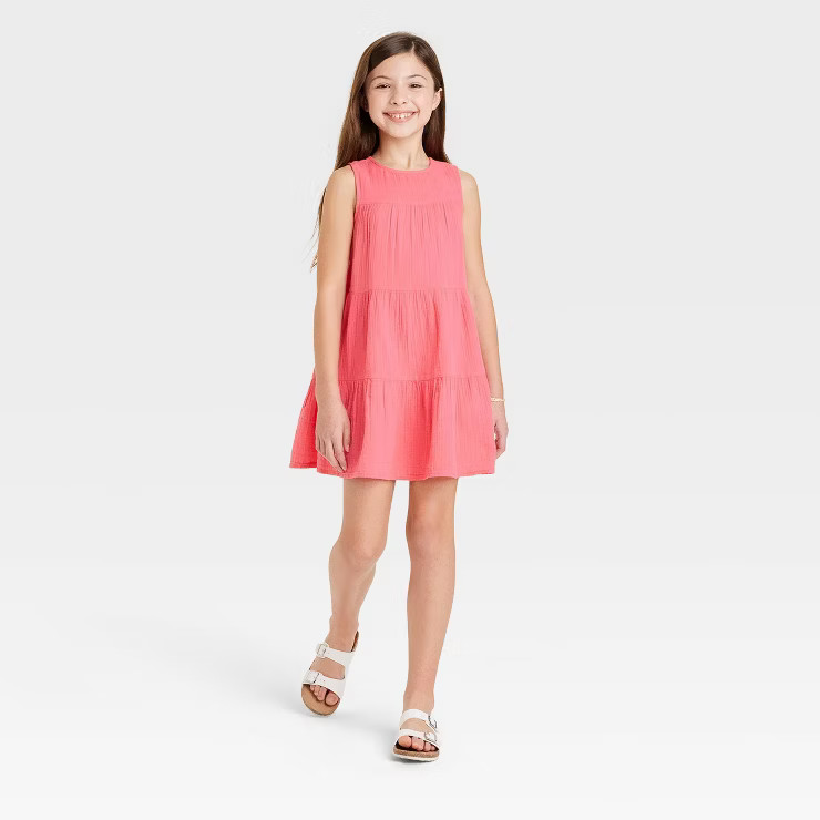 Girls' Sleeveless Gauze Tiered Dress - Cat & Jack™ | Target