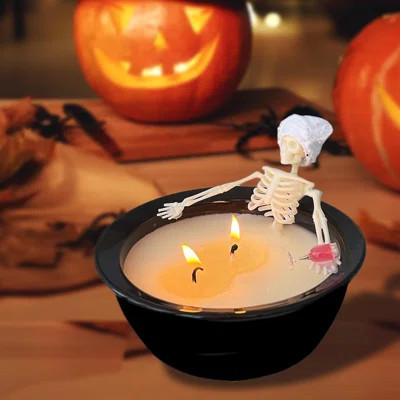 Halloween Skeleton Candle – Long Burning SOYA Candle with Gothic Design, Decorative Skeleton Candle for Home Indoor Table, Spooky Gift for Women | Wayfair North America
