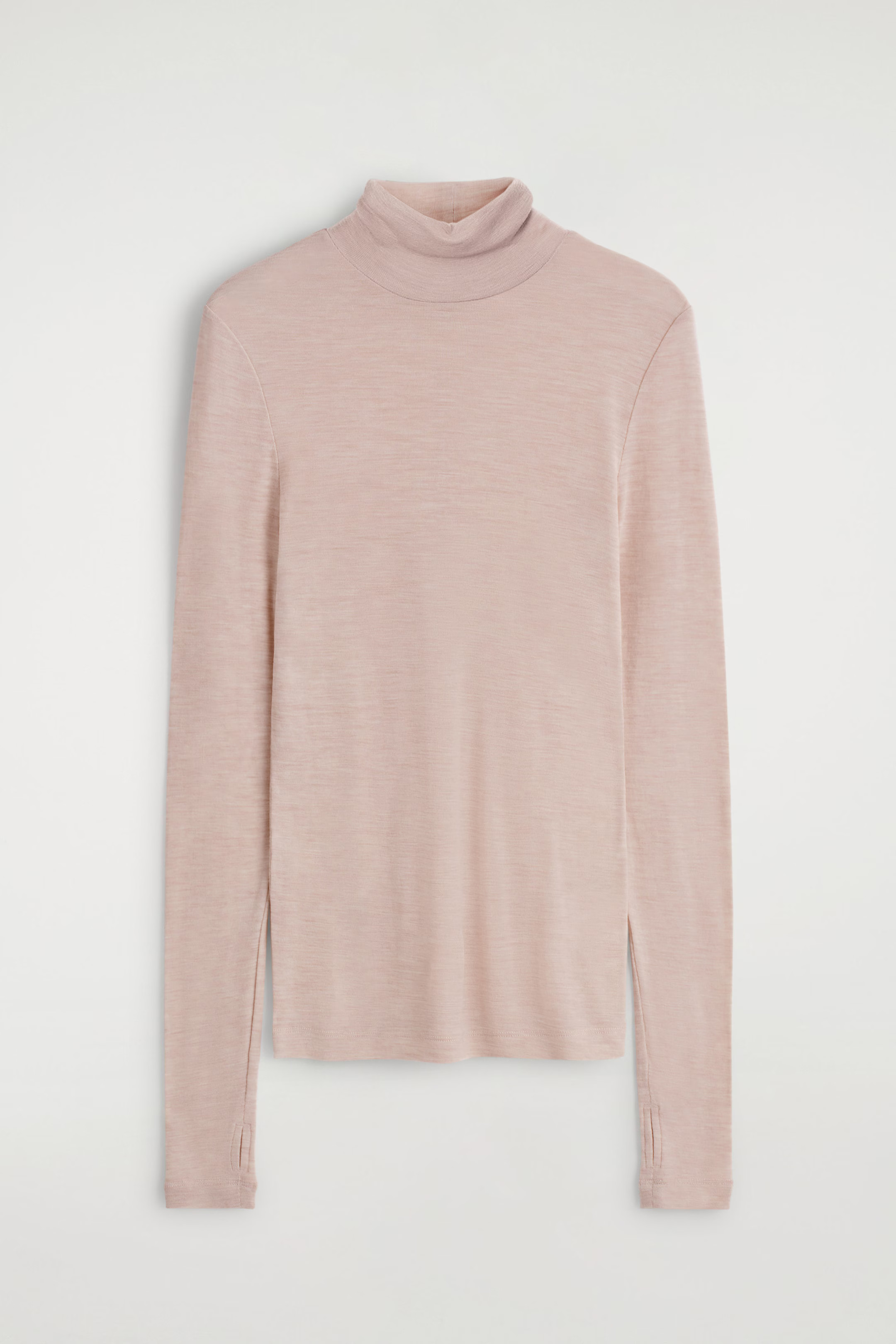 MERINO WOOL HIGH-NECK TOP - LIGHT-BEIGE MÉLANGE | COS GB | COS UK