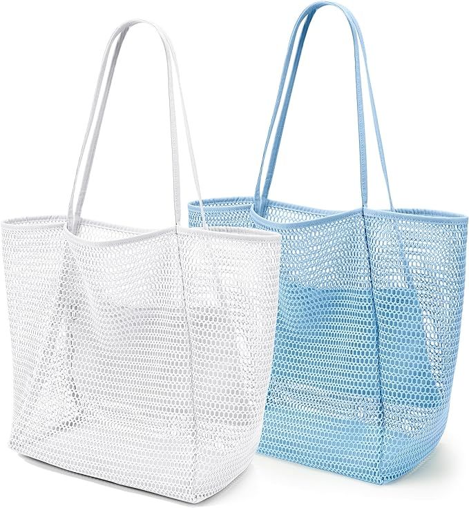 KALIDI Beach Mesh Tote Bag, Casual Tote Bag Hobo Women Foldable MAX 23L Shoulder Bag For Beach Pi... | Amazon (US)
