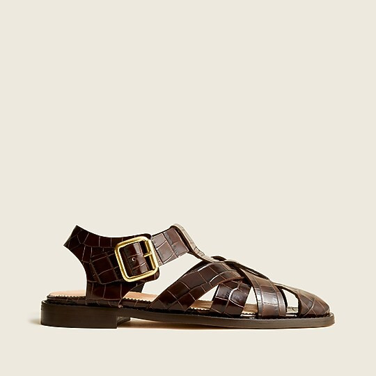Winona fisherman sandals in croc-embossed leather | J. Crew US